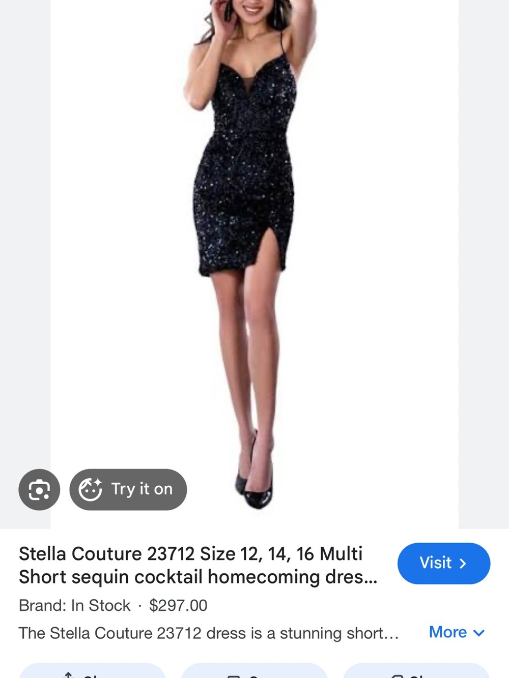 Stella Couture Black Sequin Mini Dress